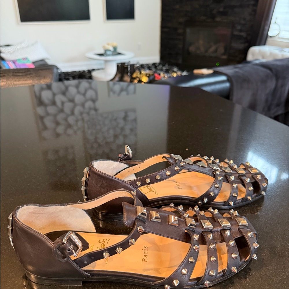 Christian Louboutin Black Studded Sandals